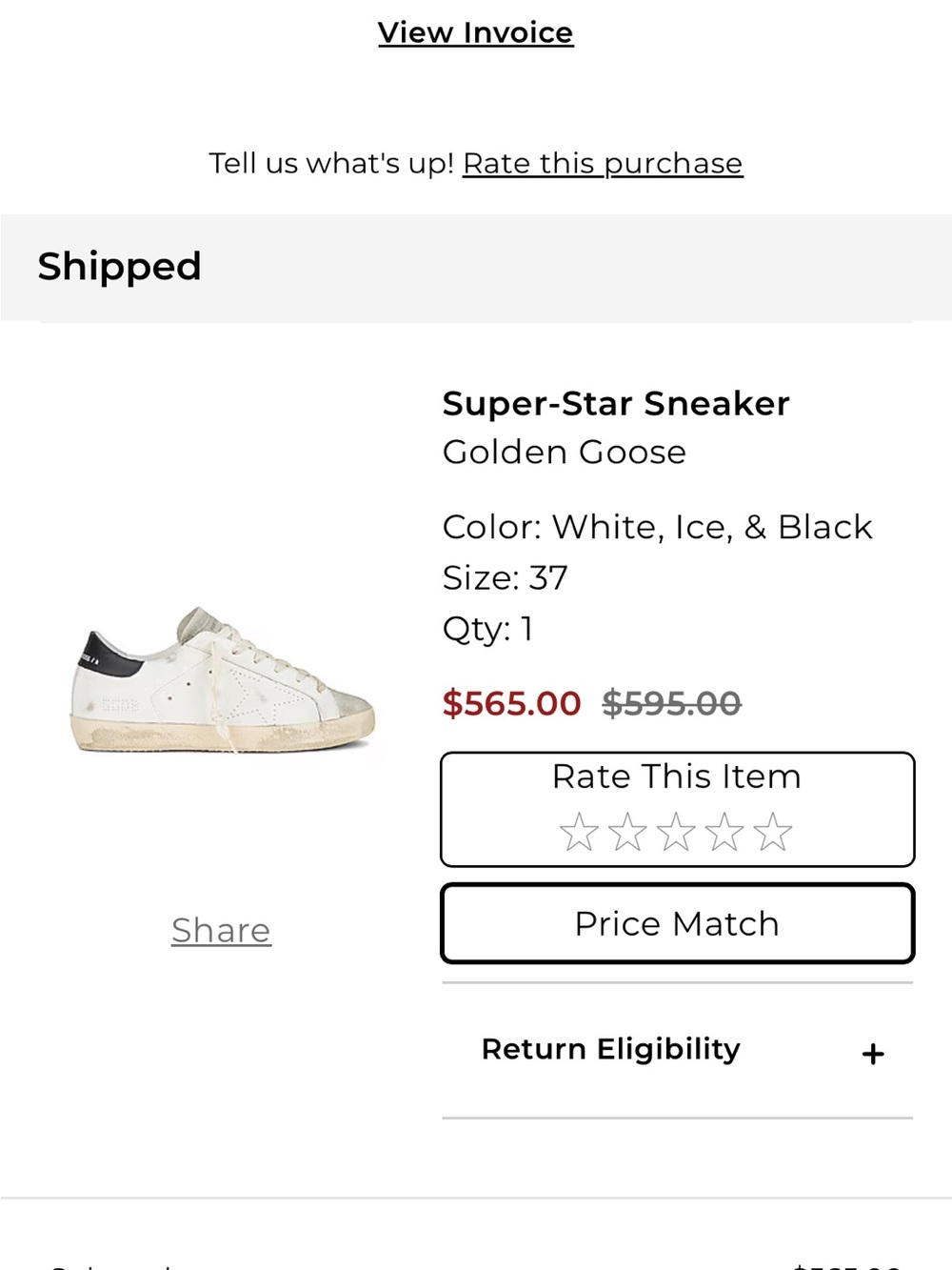 Golden Goose White and Black Super-Star Low-Top Sneakers - Picture 6 of 6